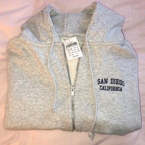 San Diego light grey zip up hoodie from Brandy